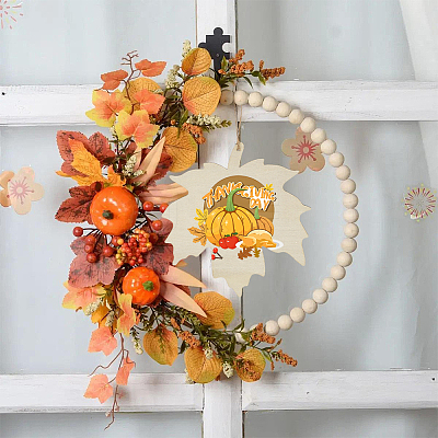 Thanksgiving Day Theme Unfinished Wood Pendant Decorations HJEW-WH20003-47C-1