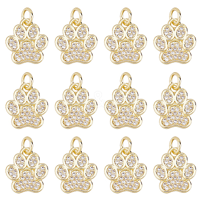 12Pcs Rack Plating Brass Micro Pave Cubic Zirconia Charms ZIRC-HS0001-14-1
