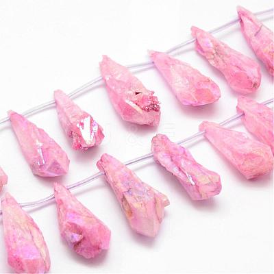 Electroplated Natural Quartz Crystal Beads Strands G-G890-A-06-1