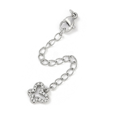 Brass Micro Pave Cubic Zirconia Ends with Chains KK-U043-01P-1