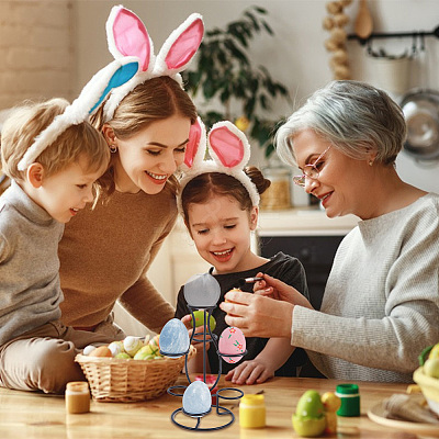 7-Slot Iron Easter Egg Display Stands ODIS-WH0058-21B-EB-1