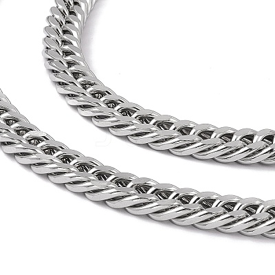 Non-Tarnish 201 Stainless Steel Cuban Link Chain Necklace with 304 Stainless Steel Clasps for Men Women NJEW-M194-01B-P-1