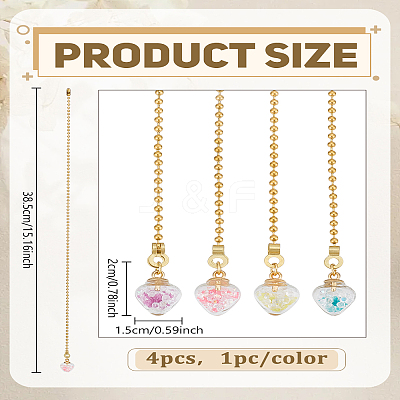 4Pcs Luminous Glass Charms Ceiling Fan Pull Chain Extenders HJEW-LP00031-1