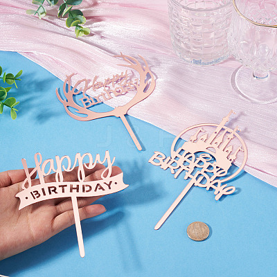 3Pcs 3 Styles Acrylic Cake Toppers FIND-TA0010-38A-1