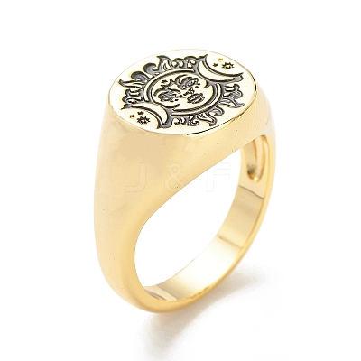 Brass Signet Ring for Women RJEW-E058-01G-08-1