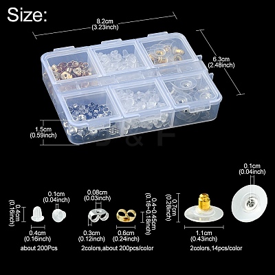 328Pcs 5 Style Brass & Plastic & 304 Stainless Steel Ear Nuts FIND-FS0001-86-1