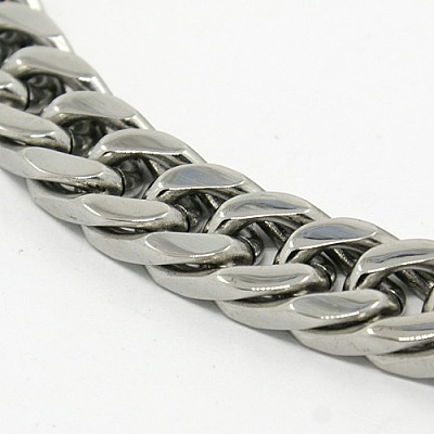 Tarnish Resistant 201 Stainless Steel Cuban Link Chain Necklaces NJEW-F039-23-1