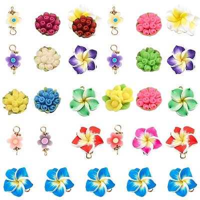 60Pcs 3 Style Handmade Polymer Clay Links Connectors FIND-SC0001-85-1