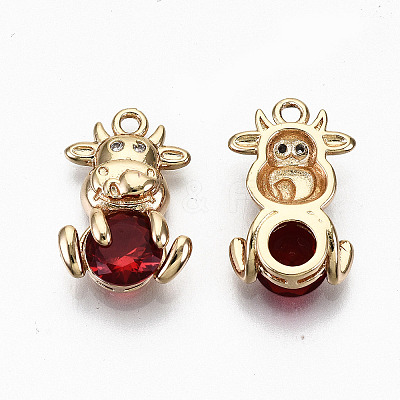 Brass Glass Rhinestone Pendants X-GLAA-S179-30B-RS-1
