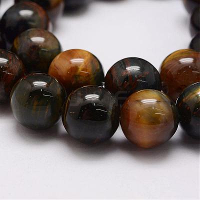 Natural Yellow Blue Tiger Eye(Dyed & Heated) Bead Strands G-P230-07-12mm-1