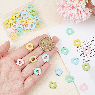 40Pcs 5 Colors Baking Paint Alloy Pendants FIND-AR0003-75-1