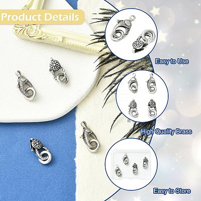 4Pcs 2 Styles Brass Lobster Claw Clasps KK-CJ0004-46-1