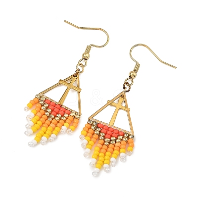 Glass Beads Braided Dangle Earrings EJEW-MZ00786-02-1