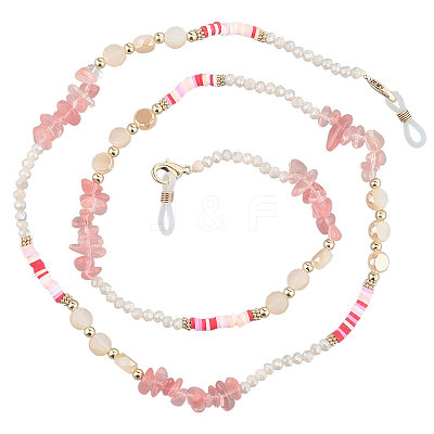 1Pc Polymer Clay with Alloy and Crystal Neck Strap for Eyeglasses AJEW-CN0005-04B-1