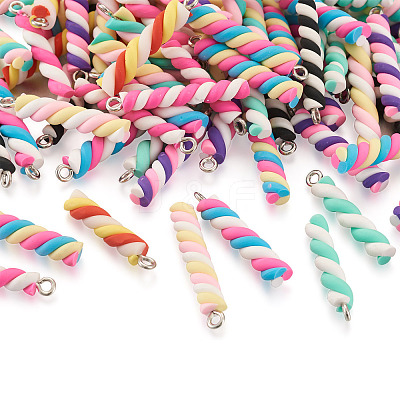 90Pcs 9 Colors Handmade Polymer Clay Pendants CLAY-CD0001-08-1