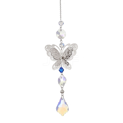 Glass Teardrop Hanging Suncatchers HJEW-JM04755-01-1