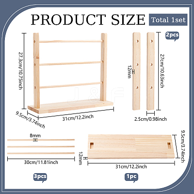 3-Tier Detachable Wooden Bracelet Organizer Display Tower Stands ODIS-WH0043-262B-1