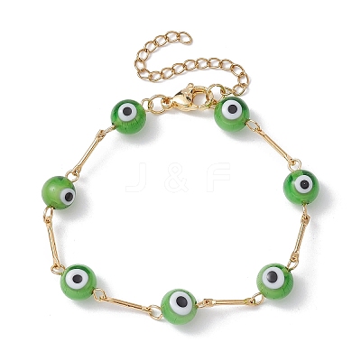 Lampwork Evil Eye Link Chain Bracelets BJEW-JB10045-05-1
