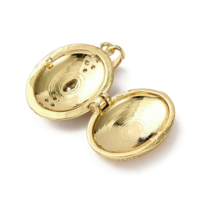 Brass Micro Pave Cubic Zirconia Locket Pendants KK-F912-02G-1