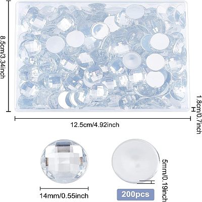 200Pcs Acrylic Rhinestone Cabochons GACR-FG0001-10-1