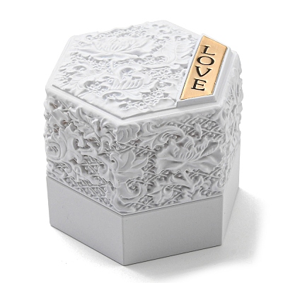 Embossed Hexagon Plastic Rings Storage Boxes CON-P020-C01-1