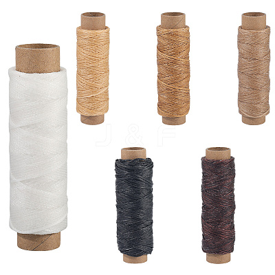 6 Rolls 6 Colors Flat Waxed Polyester Cord YC-CY0001-01-1