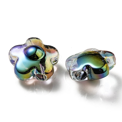 UV Plating Rainbow Iridescent Transparent Acrylic Beads OACR-C007-03C-1
