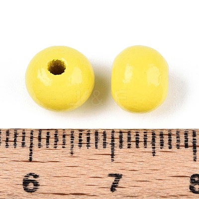 Spray Painted Round Natural Schima Wood Beads WOOD-A018-8mm-04-1
