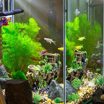 9Pcs 9 Styles Plastic Artificial Aquarium Plants DJEW-DR0001-10-1