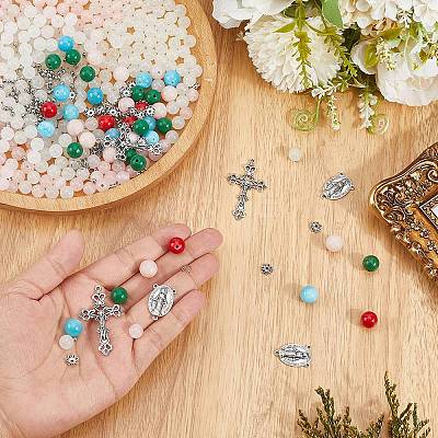 DIY Rosary Bead Necklaces Making Kits DIY-SC0031-47-1