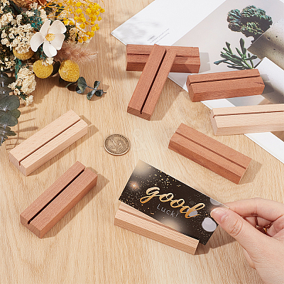12Pcs 2 Colors Wooden Card Holders Base AJEW-GF0015-01-1