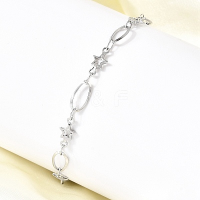 304 Stainless Steel Link Bracelets BJEW-A044-03B-P-1