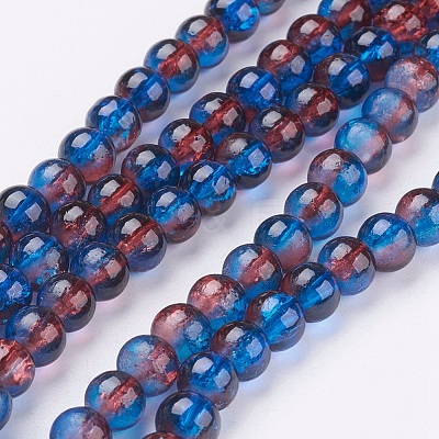 Spray Painted Crackle Glass Beads Strands CCG-Q002-6mm-12-1