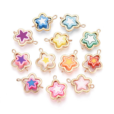 Polymer Clay Flower & CCB Frame Links Connector Charms CLAY-T022-19A-1