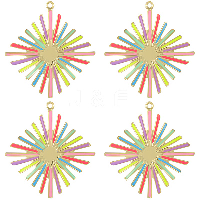 8Pcs Real 18K Gold Plated Rack Plating Eco-Friendly Brass Enamel Pendants KK-BBC0007-46-1