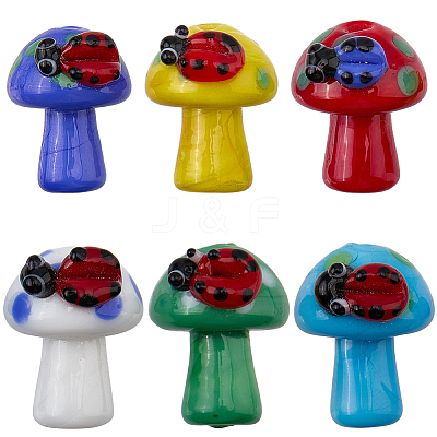 12Pcs 6 Colors Handmade Lampwork Beads LAMP-SC0001-86-1