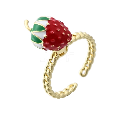 Brass Enamel Open Cuff Rings for Women RJEW-F179-08G-02-1