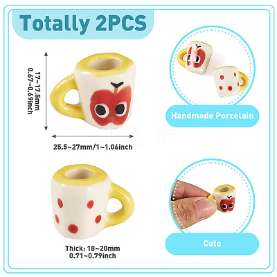 2Pcs Handmade Porcelain Mug Cup Decoration PORC-TA0001-55F-1