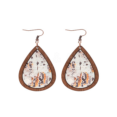 Wood Dangle Earrings FS-WG89FD2-04-1