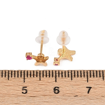 925 Sterling Silver Cubic Zirconia Stud Earrings EJEW-F394-01A-G-1
