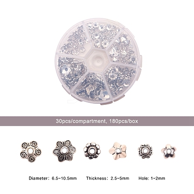 1Box Mixed Style Tibetan Style Alloy Bead Caps TIBE-JP0003-01-1