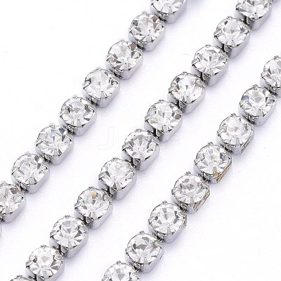 304 Stainless Steel Rhinestone Strass Chains STAS-T055-12P-B-1