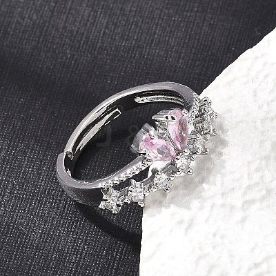 Brass Micro Pave Cubic Zirconia Cuff Open Rings CU-CBA5C10-07P-1