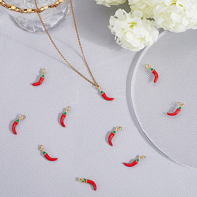 10Pcs Brass Enamel Pendants KK-BBC0019-48B-1