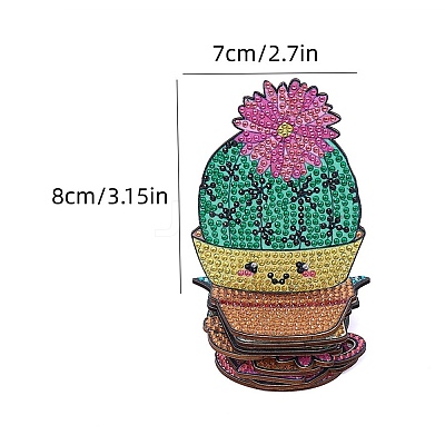 10Pcs Cactus DIY Diamond Painting Coaster Kits PW-WG3F4DA-01-1
