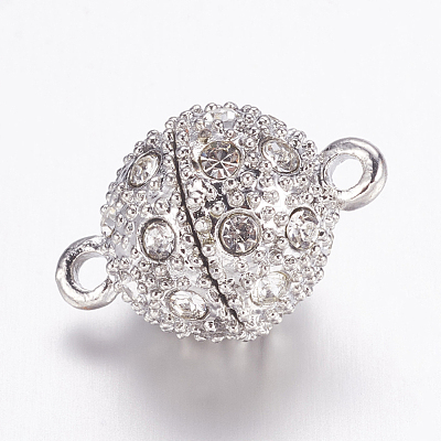 Alloy Rhinestone Magnetic Clasps with Loops X-BSAHH050-1