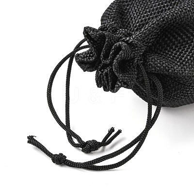 Polyester Imitation Burlap Packing Pouches Drawstring Bags ABAG-R005-14x10-09-1