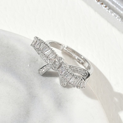 Brass & Clear Cubic Zirconia Finger Rings CU-CBA7E55-08P-1