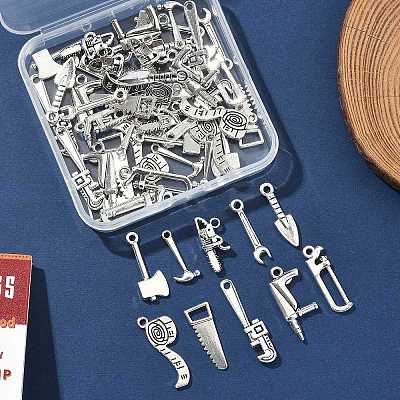 50Pcs 10 Styles Tibetan Style Alloy Pendants TIBE-FP0001-13-1