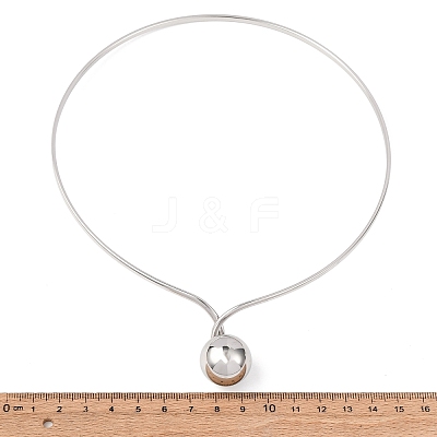 201 Stainless Steel Ball Charm Rigid Choker Necklaces for Women NJEW-Z098-05P-1